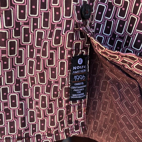 Noize Amstrdm Brown/Mauve Geo Dress Shirt M - Picture 8 of 13